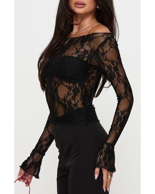 Princess Polly Black Junah Lace Top