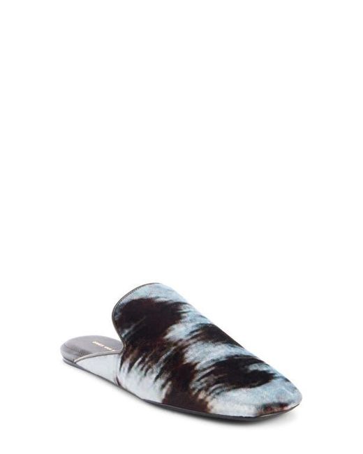Dries Van Noten Blue Square Toe Velvet Mule