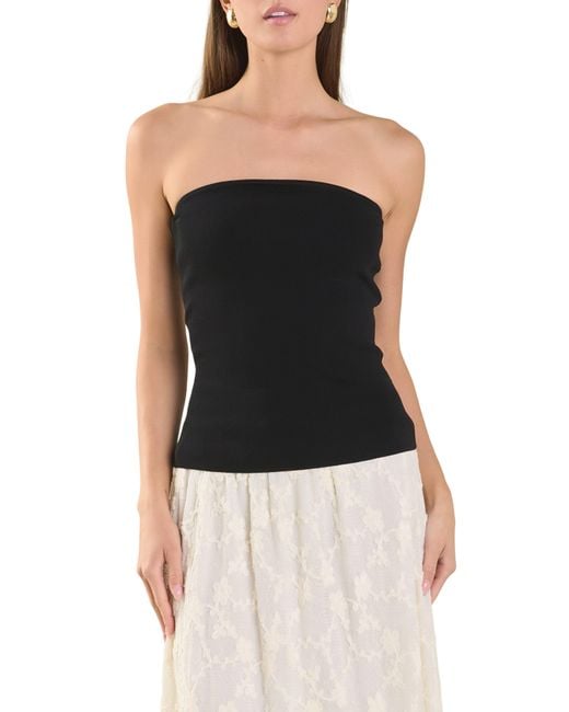 Endless Rose Black Strapless Knit Top