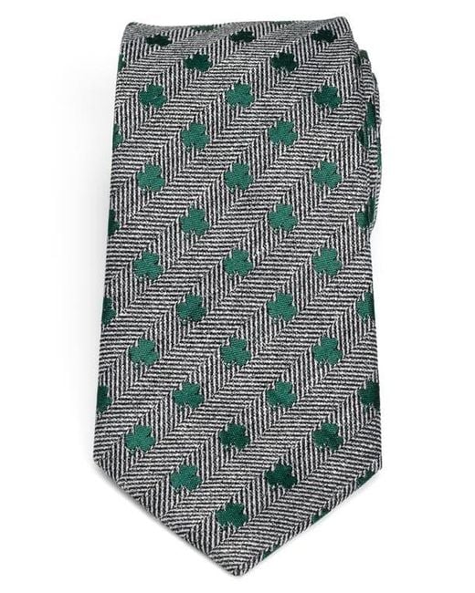Cufflinks Inc. Gray Herringbone Shamrock Linen Tie for men