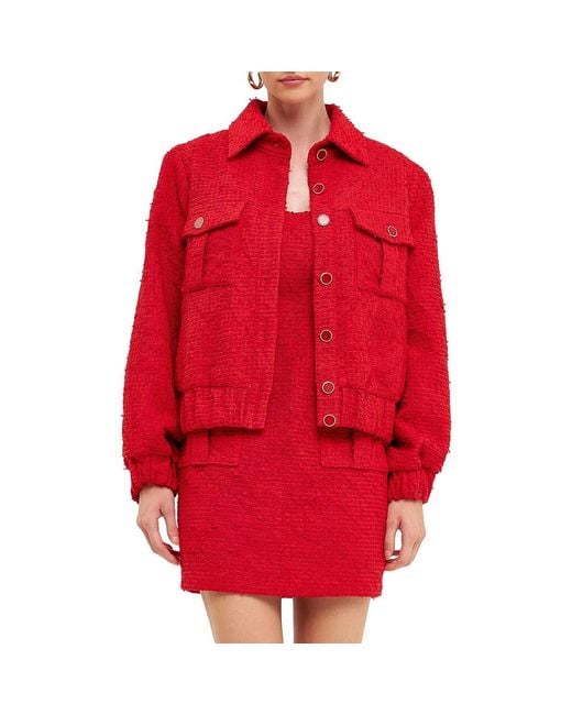 Endless Rose Red Bouclé Jacket