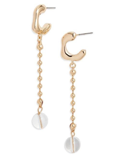 Open Edit Metallic Bead Linear Drop Earrings