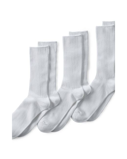 Lands' End White Crew Socks 3 Pack for men