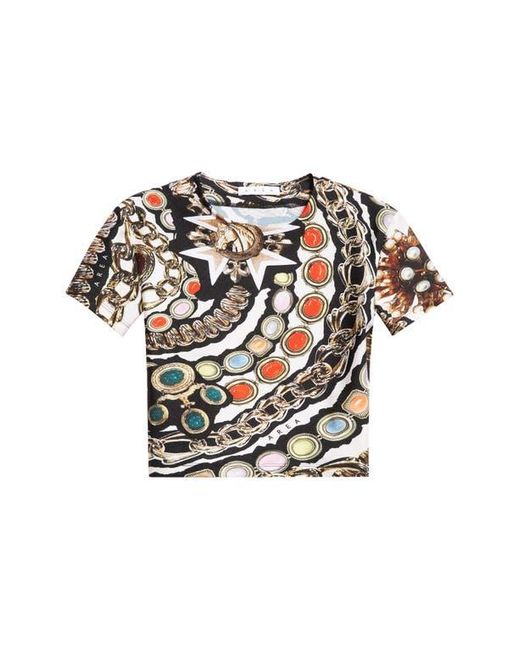 Area Black Gemstone Chain Print Crop Top