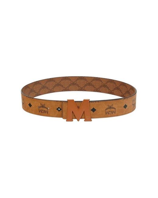 MCM White Claus Reversible Monogram Belt for men