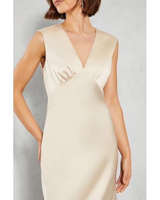 Oasis Natural Satin Maxi Bridesmaid Dress