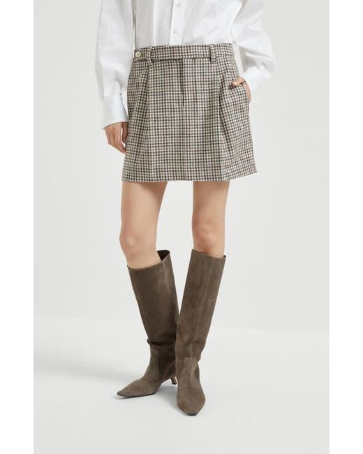 Brunello Cucinelli Black Checked Flannel Mini Skirt