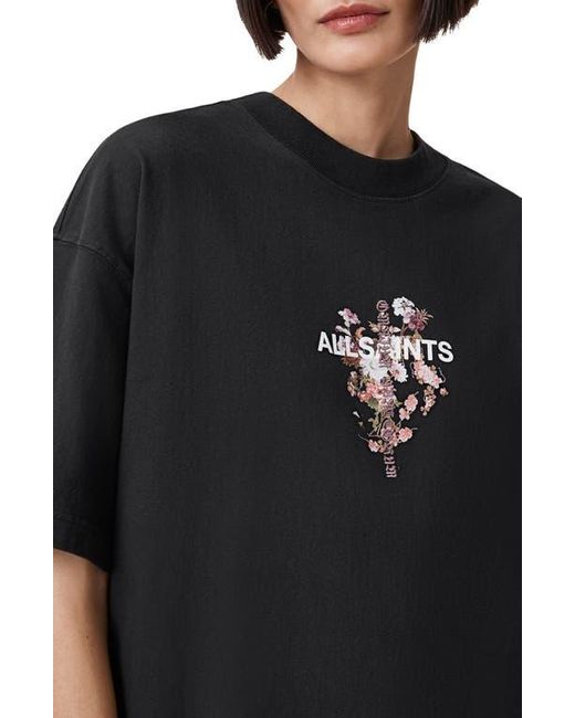 AllSaints Black Eternal Etta Cotton Graphic T-Shirt