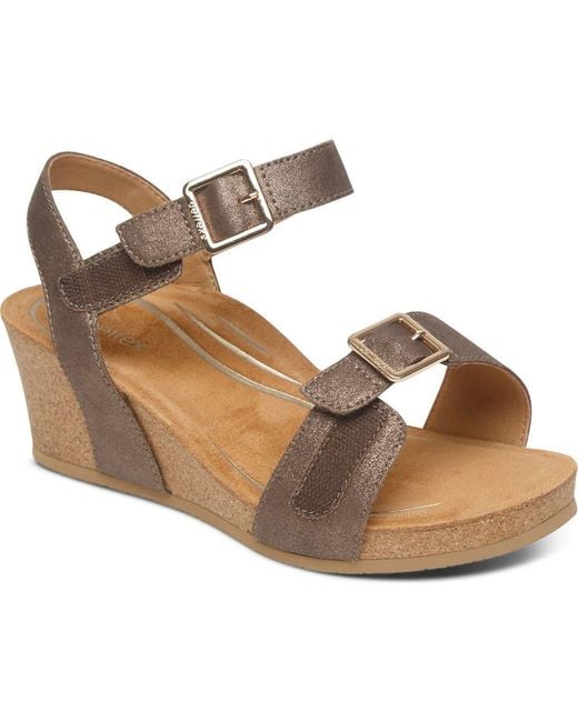 Aetrex Metallic Lexa Wedge Sandal