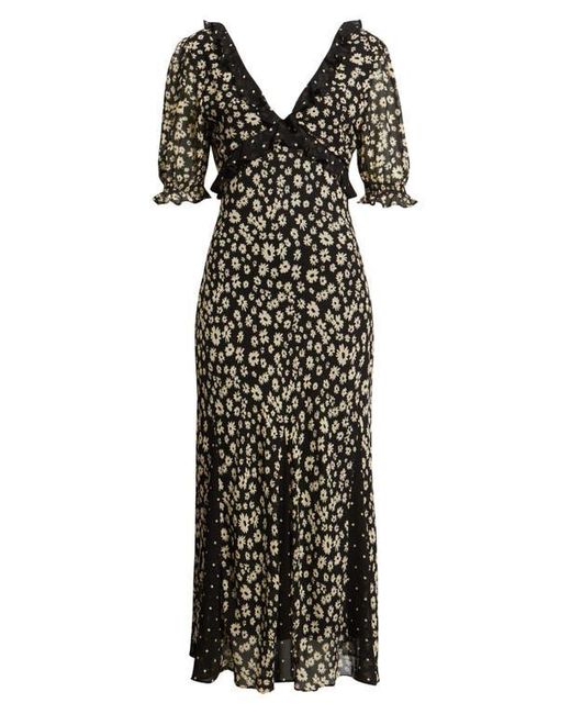 Rails Black Annmarie Floral Ruffle Trim Maxi Dress