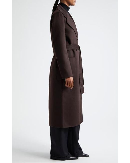 Reiss Black Lucia Tie Waist Wool Blend Coat