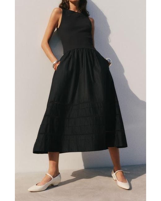 fit & flare stretch midi dress MILLY Linda Stretch Cady Midi Fit And Flare Midi Dress 2 main image 0