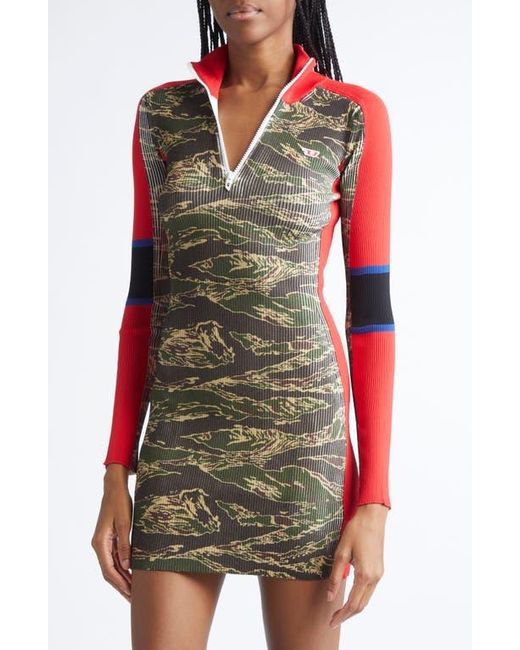 DIESEL Multicolor M-Camok Long Sleeve Rib Minidress