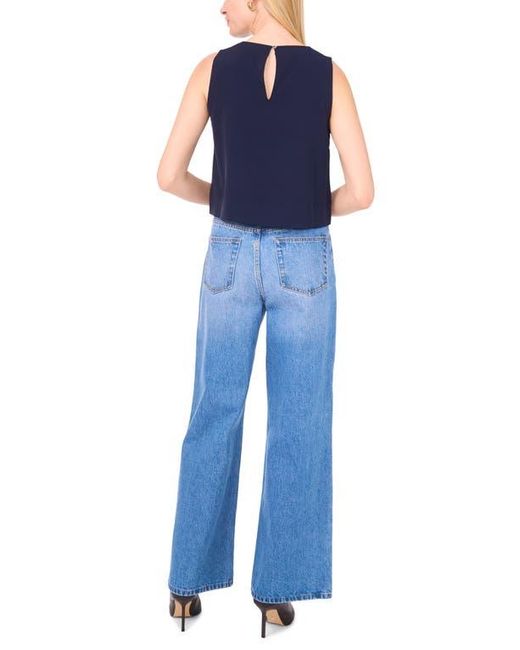 1.STATE Blue Sleeveless Boxy Twill Top