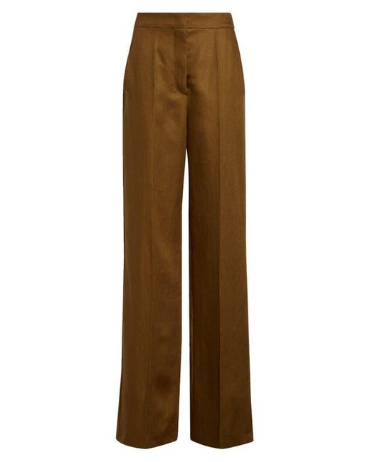 Max Mara Natural Aversa Flax Linen Wide Leg Trousers