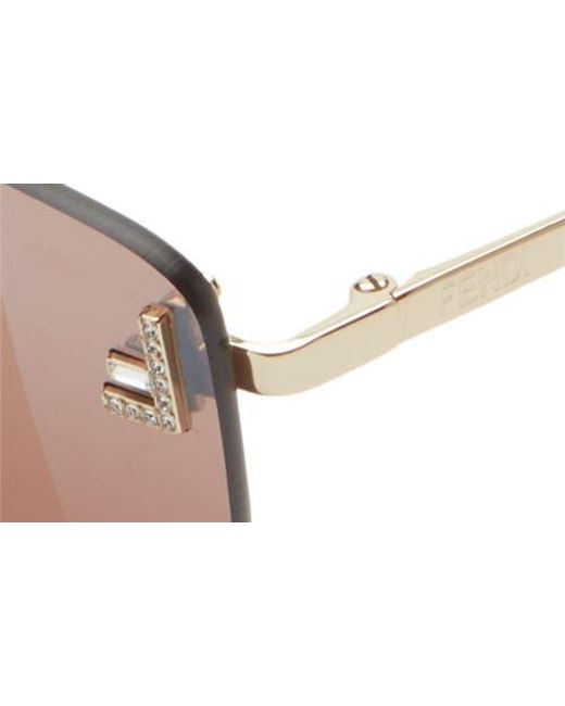 Fendi Brown First Rimless Rectangular Sunglasses