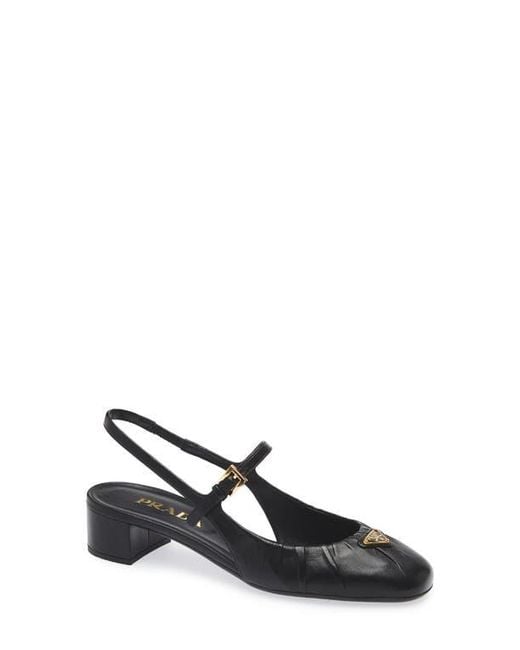 Prada Black Ruched Mary Jane Slingback Pump