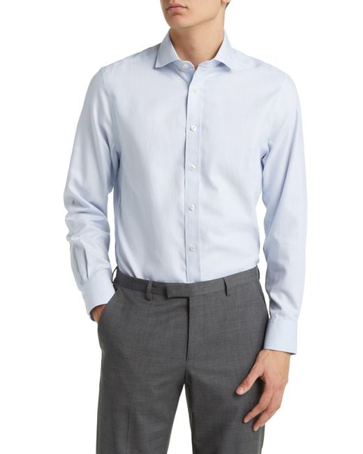 Charles Tyrwhitt Blue Clifton Slim Fit Non-iron Cotton Twill Dress Shirt for men