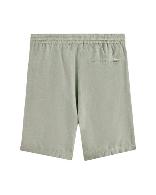 Scotch & Soda Gray Fave Cotton & Linen Twill Bermuda Shorts for men