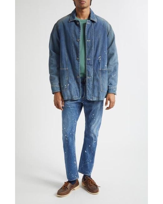 Visvim Blue Distressed Denim Down Chore Jacket for men
