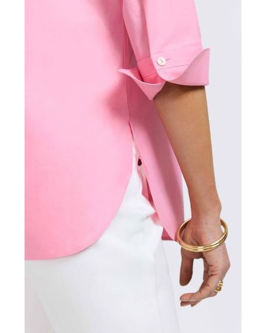 Foxcroft Pink Madison Popover Cotton Oxford Shirt