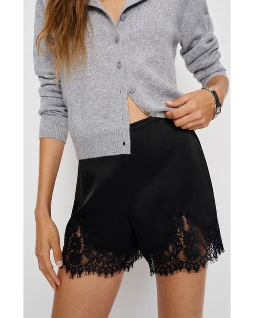 Reformation Black Fern Satin Shorts