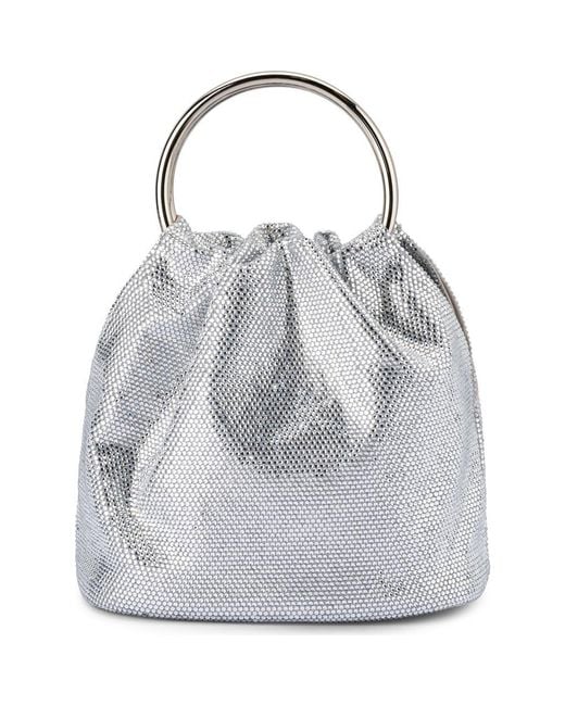 Olga Berg Gray Mabel Crystal Top Handle Clutch