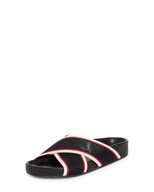 Christian Louboutin Black Hot Cross Bizz Slide Sandal