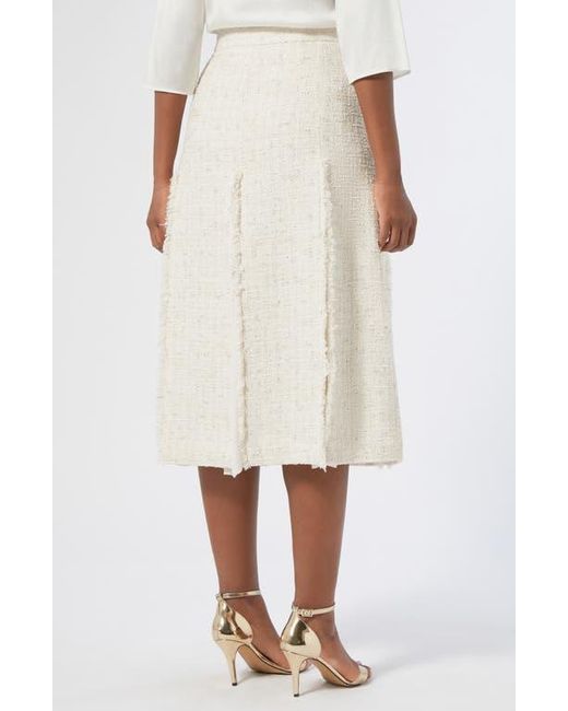 Marina Rinaldi Natural Eburnea Metallic Tweed Mixed Media Skirt