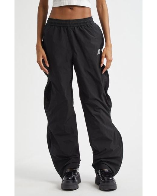 Alexander Wang Black Ruched Wide Leg Track Pants