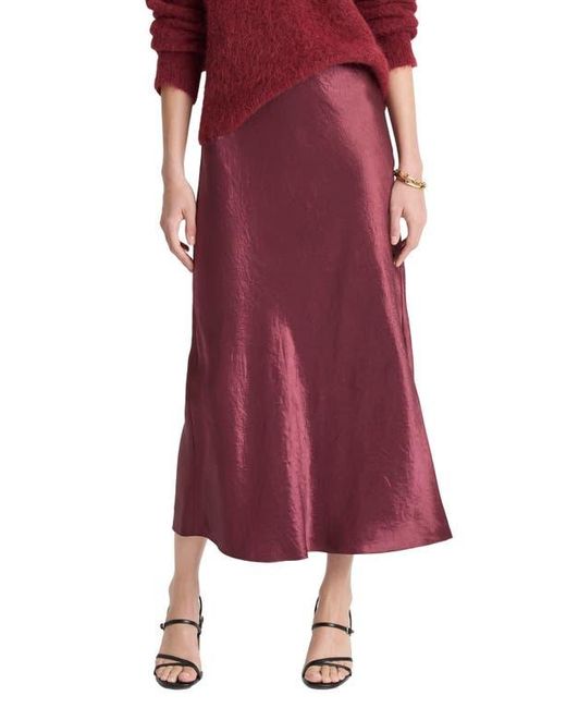 Vince Red Side Slit Matte Satin Slip Skirt