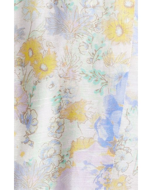 Zimmermann Natural Butterfly Embellished Long Sleeve Linen & Silk Minidress