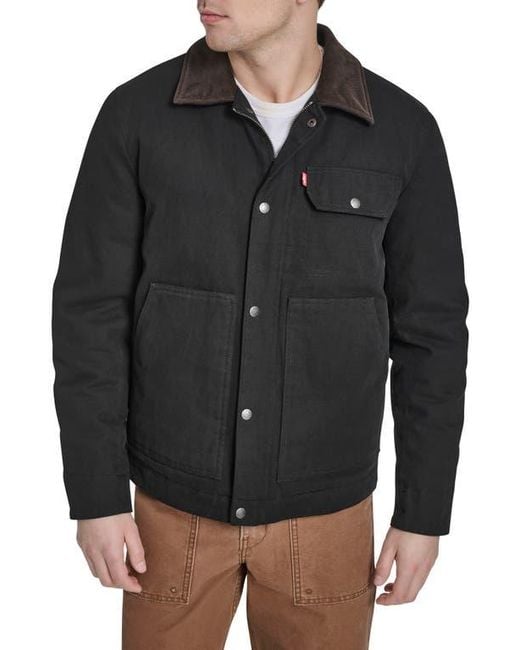 Levi's Black Cotton Canvas Zip Jacket for men
