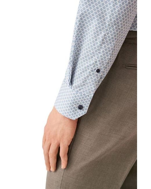 Eton of Sweden Gray Contemporary Fit Geometric Print Cotton Dress Shirt for men