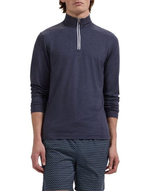 Bugatchi Blue Mélange Quarter Zip Pullover for men