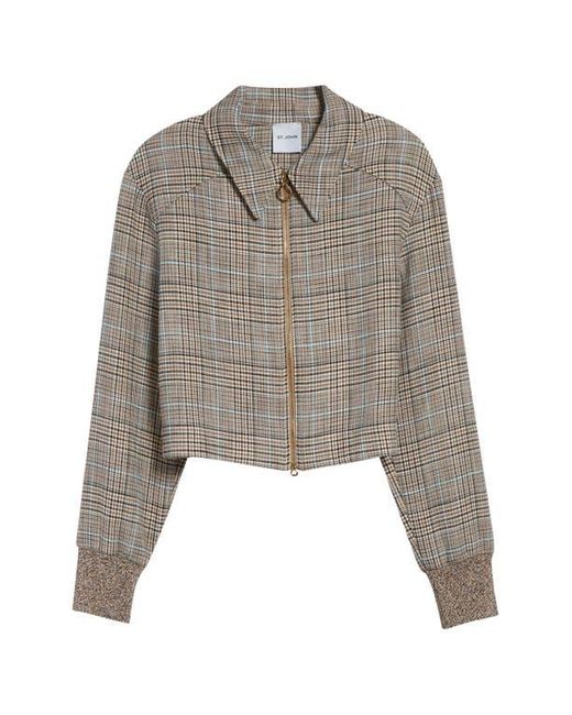 St. John Natural Prince Of Wales Plaid Crop Jacket