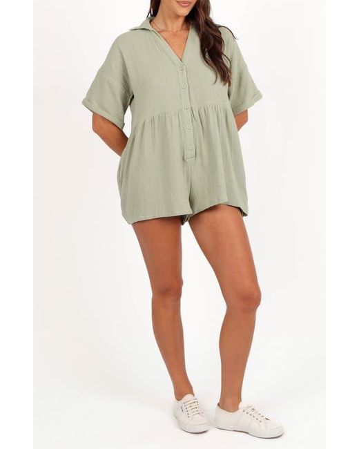 Petal & Pup Green Winny Crinkle Cotton Romper