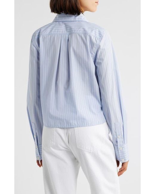 FRAME Blue The Modern Collar Stripe Crop Button-Up Shirt