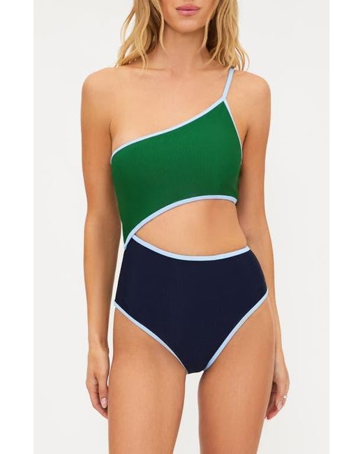 Beach Riot Green Liora Colorblock Rib One-Piece Swimsuit
