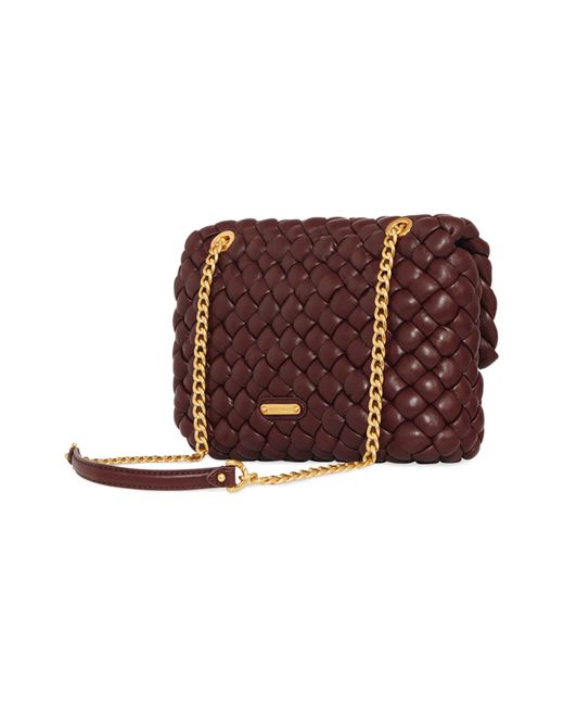 Rebecca Minkoff Edie Woven Leather Convertible Crossbody Bag in Brown