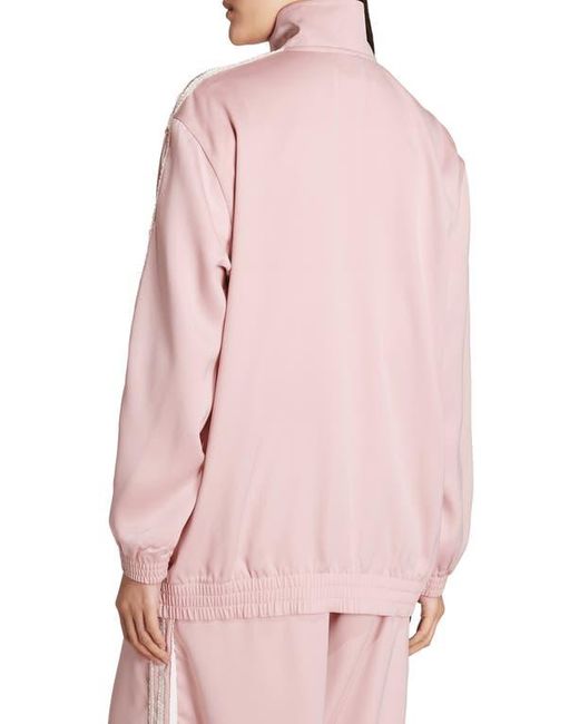 Adidas Pink Ruffle 3-Stripes Satin Track Jacket