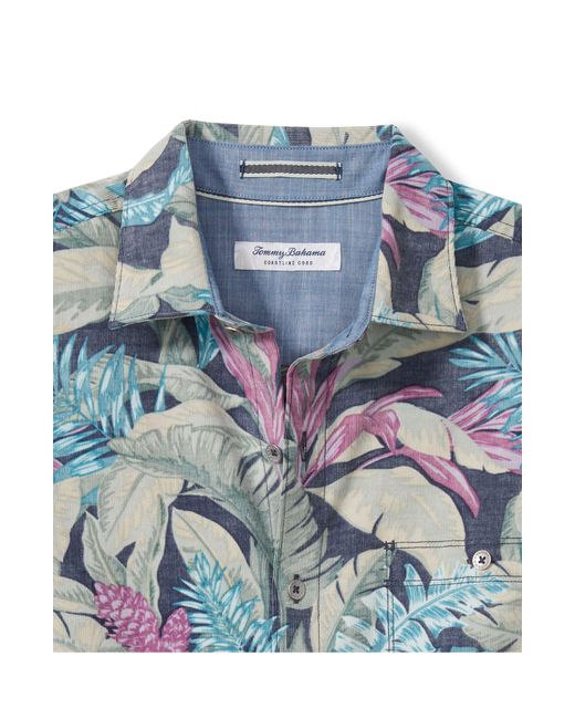 Tommy Bahama Blue Coastline Cord Leaf Print Cotton Corduroy Button-up Shirt for men