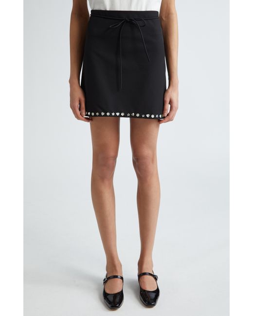 Sandy Liang Black Lala Button Trim Miniskirt