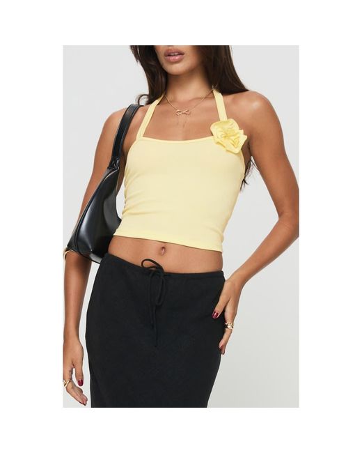 Princess Polly Black You'Ve Got The Love Rosette Halter Top