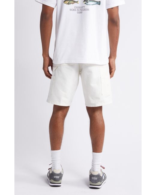 Carhartt White Organic Cotton Canvas Carpenter Shorts for men
