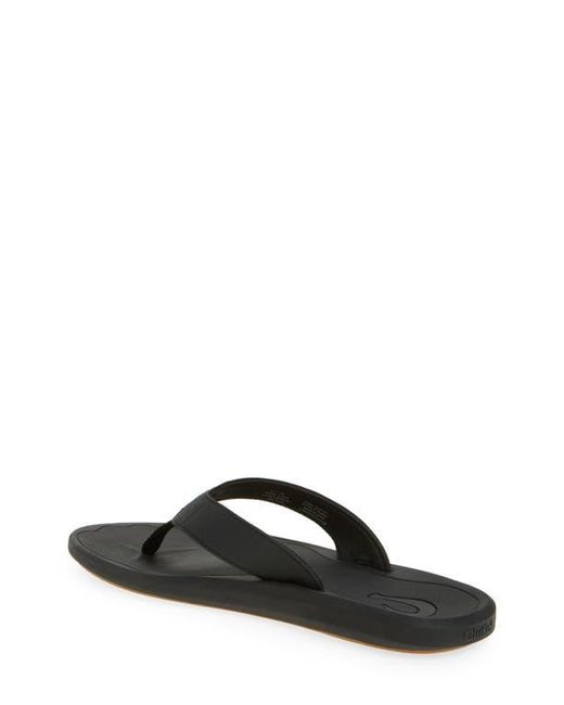 Olukai Black Ki Flip Flop for men
