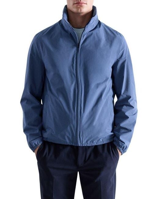Mango Blue Waterproof Zip Front Jacket for men