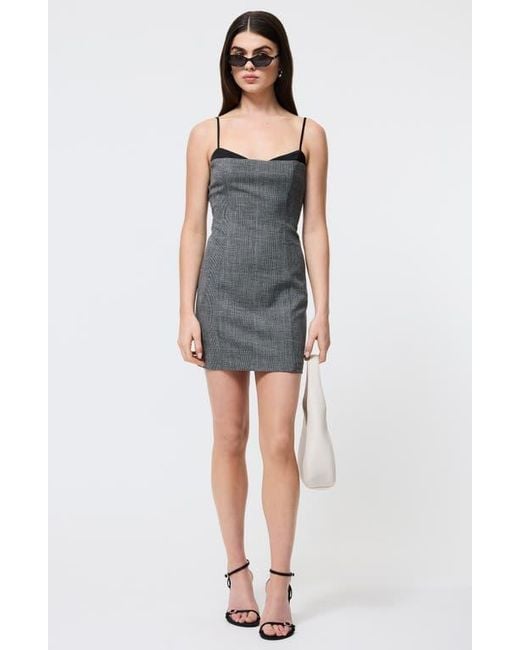 French Connection Gray Owen Plaid Peekaboo Minidress