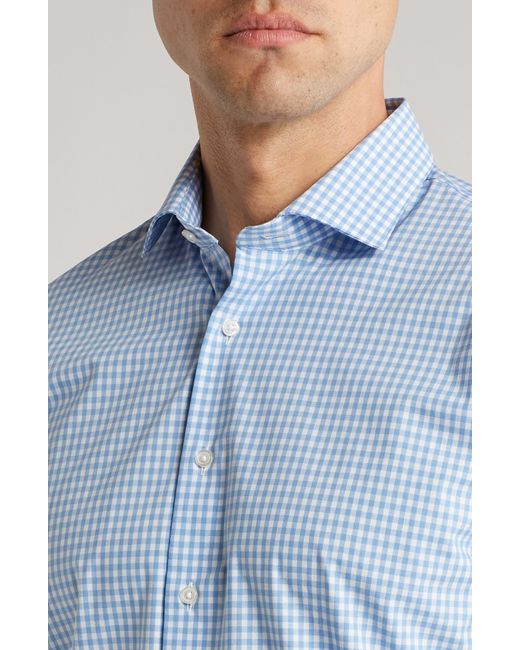 Nordstrom Blue Tech-smart Trim Fit Check Performance Dress Shirt for men
