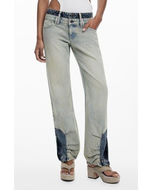 Desigual Gray Double Waist Two-Tone Jeans